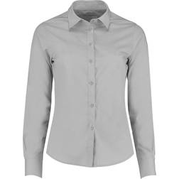 Kustom Kit Women's Long Sleeve Poplin Shirt - Light Grey