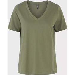 Pieces Pcria SS V-neck Solid Tee - Deep Lichen Green