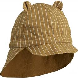 Liewood Gorm Reversible Seersucker Sun Hat - Checkered Golden Caramel/White (LW14484-7145)