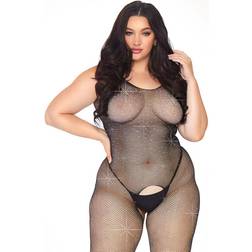 Leg Avenue Netz-Bodystocking mit Steinchen ärmellos Queensize