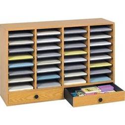 SAFCO Wood 32 Compartment 2 Drawer Literature Organizer Office Furniture Oak