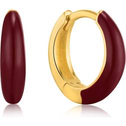 Ania Haie Claret Enamel Sleek Huggie Hoop Earrings E031-02G-R