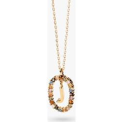 Pdpaola Letter J Necklace - Gold/Multicolour