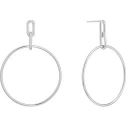 Ania Haie Chain Reaction Rhodium Cable Link Hoop Earrings E021-07H