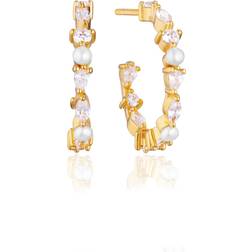 Sif Jakobs Adria Creolo Medio Earrings - Gold/Pearls/Transparent