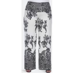 White Mark Women's Plus Floral Paisley Printed Palazzo Pants