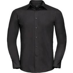 Russell Russell Collection Mens Long Sleeve Poly-Cotton Easy Care Tailored Poplin Shirt (Black)