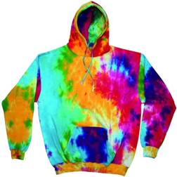 Colortone Unisex Rainbow Tie Dye Pullover Hoodie (Purple/Blue/Pink)