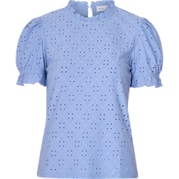 Vila Kawa S/S Flounce Top - Valkoinen
