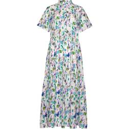 Noella Lipe Long Dress S/S Green/Lavender Mix