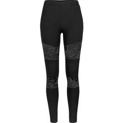 Urban Classics Legging Femme Avec Empiècements En Dentelle - Noir