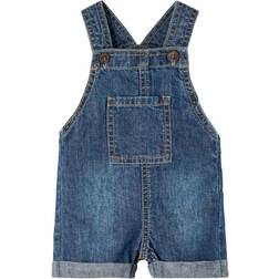 Name It Alinen Denim Shorts Overalls - Dark Blue Denim