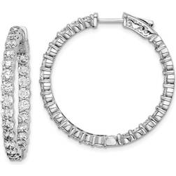 Sterling Shimmer In & Out Hinged Hoops - Silver/Transparent