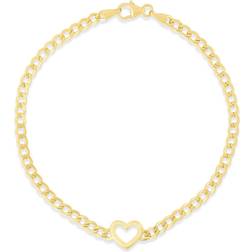 Karat Rush Heart Station Curb Chain Bracelet - Gold