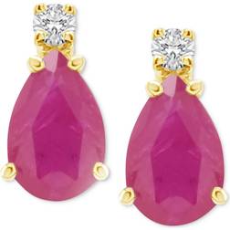 Affinity Accent Stud Earrings - Gold/Ruby/Transparent