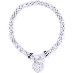 Nine West Boxed Heart Stretch Bracelet - Silver/Transparent