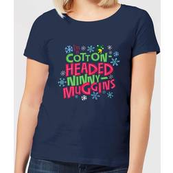 Elf Cotton-Headed Ninny-Muggins Women's Christmas T-Shirt - Navy