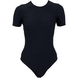 Commando Butter Short Sleeve Thong Bodysuit - Black