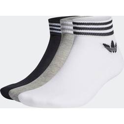 Adidas Adicolor Trefoil Ankle Socks 3-Pack - White/Medium Grey Heather/Black