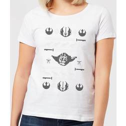 Star Wars Yoda Sabre Knit Women's Christmas T-Shirt - White