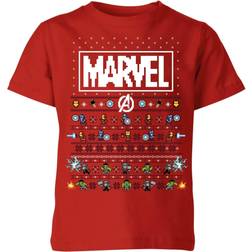 Marvel Avengers Pixel Art Kids Christmas T-Shirt 11-12