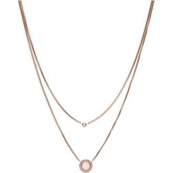 Fossil Double Disc Necklace - Rose Gold