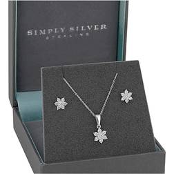 Simply Silver Flower Matching Set - Silver/Transparent