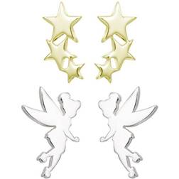 Disney TINKERBELL - 2 Pair of Gold Plated Sterling Silver Studs Earrings