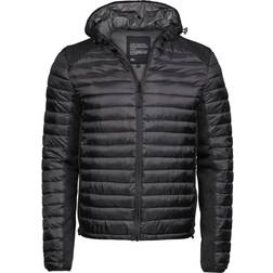 Tee jays Tee Jays Mens Crossover Hooded Padded Outdoor Jacket (Black/Black Melange)
