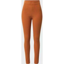 Women's plain-coloured flared leggings, Brown