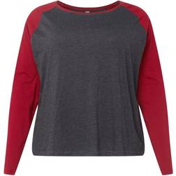 Urban Classics Ladies Ladies Contrast Raglan Longsleeve charcoal/burgundy