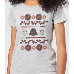 Star Wars Empire Knit Women's Christmas T-Shirt - Grey