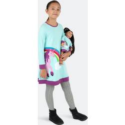 Girls Leveret Girl And Doll Rainbow Dress