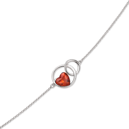 Støvring Design Circle Pendant with Elegant Heart Necklace - Silver/Amber