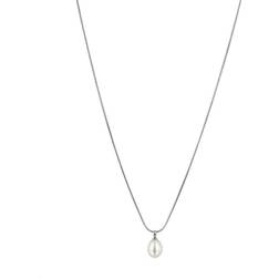 Astrid & Agnes Palma Single Long Necklace - Silver/Pearl