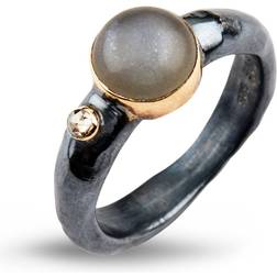 ByBirdie Antique Sterling Ring fra med Karat Guld, Månesten og Brillanter