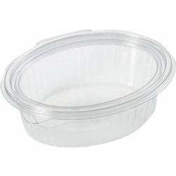 Plastbakke m/hængsl.låg 50stk oval 500ml 166x131x55mm 97011 Serveringsbakke