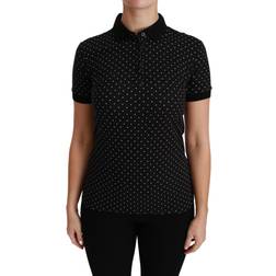 Dolce & Gabbana Dotted Collared poloSkjorte Sort, Dame IT