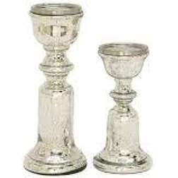 Silver Mercury Glass Traditional Candle Holder Set of 2 Candle Holder 2