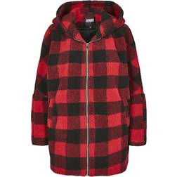 Urban Classics Chaqueta de Invierno de Hooded Check Sherpa - Ladies - Rouge