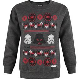 Star Wars Boys Fair Isle Christmas Sweatshirt (11-12 Years) (Charcoal/Red/White)