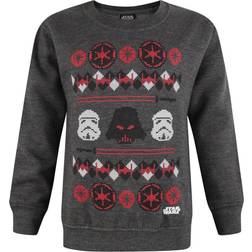 Star Wars Fair Isle Christmas Sweatshirt för pojkar Charcoal/Red/White 11-12
