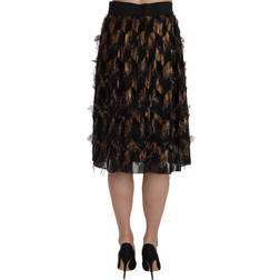 Dolce & Gabbana DG Fringe Metallic Pencil A-line Skirt Multicolor IT44