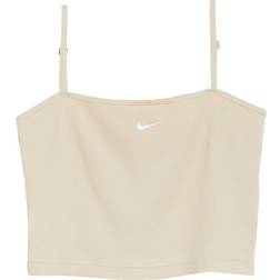 NIKE Women's Sportswear Essential Ribbed Crop Top - Sanddrift/White