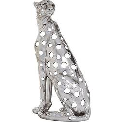 Ridge Road Décor Polystone Sitting Leopard Figurine with Mirrored Spots Figurine 16.3"