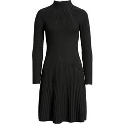 French Connection Mari Rib Knit Long Sleeve Minidress - Black