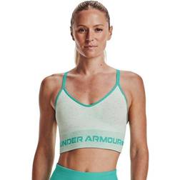 Under Armour Seamless Low Long Sport Bra - White/Halo Gray