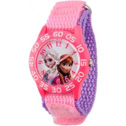 Disney Frozen Elsa & Anna Girls' Pink Plastic Time Teacher Watch