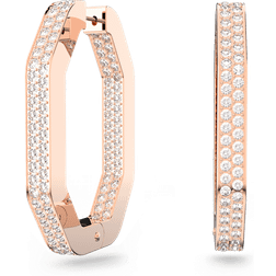 Swarovski Dextera Medium Octagon Hoop Earrings - Rose Gold/Transparent