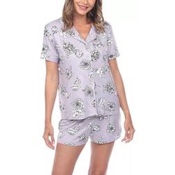 White Mark Short Sleeve 2-Piece Floral Pajama Set - Grey